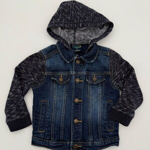 OshKosh B'gosh Blue Denim Jacket with Black Hood and Sleeves